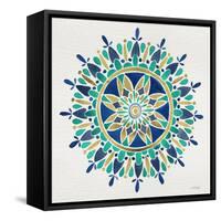 Mandala in Turquoise and Gold-Cat Coquillette-Framed Stretched Canvas