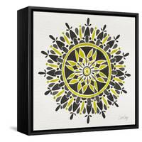 Mandala in Yellow and Black-Cat Coquillette-Framed Stretched Canvas