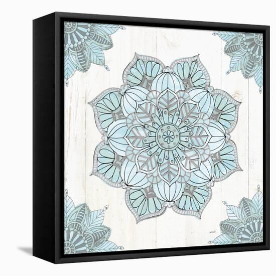 Mandala Morning V Blue and Gray-Anne Tavoletti-Framed Stretched Canvas