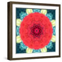 Mandala Ornament from Red Blooming Flowers, Conceptual Photographic Layer Work-Alaya Gadeh-Framed Photographic Print