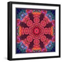 Mandala Ornament from Red Blooming Flowers, Conceptual Photographic Layer Work-Alaya Gadeh-Framed Photographic Print