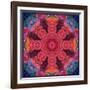 Mandala Ornament from Red Blooming Flowers, Conceptual Photographic Layer Work-Alaya Gadeh-Framed Photographic Print