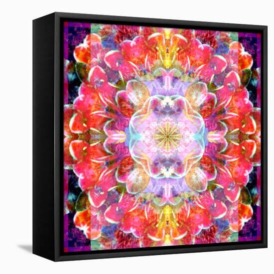 Mandala Ornament from Red Blooming Orchids, Conceptual Photographic Layer Work-Alaya Gadeh-Framed Stretched Canvas