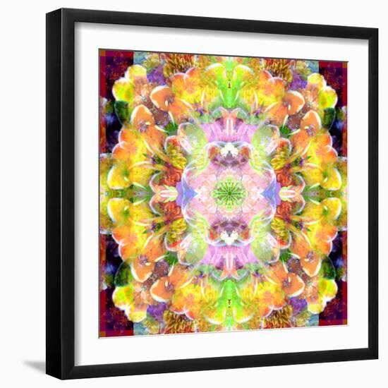 Mandala Ornament from Red Blooming Orchids, Conceptual Photographic Layer Work-Alaya Gadeh-Framed Photographic Print