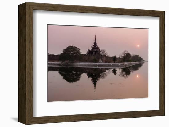 Mandalay City Fort and Palace Reflected in the Moat Surrrounding the Compound at Sunset-Stephen Studd-Framed Photographic Print