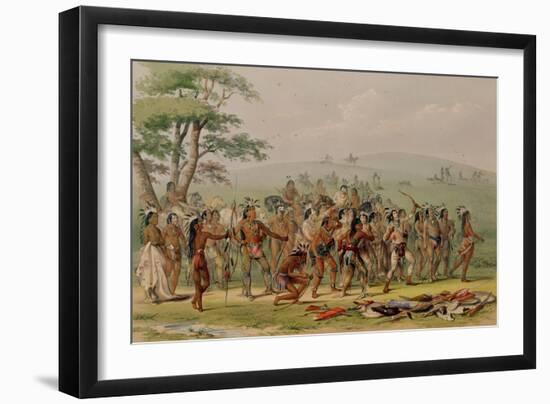 Mandan Archery Contest, circa 1832-George Catlin-Framed Giclee Print