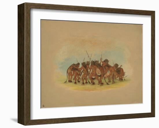 Mandan Buffalo Dance, 1861-George Catlin-Framed Giclee Print