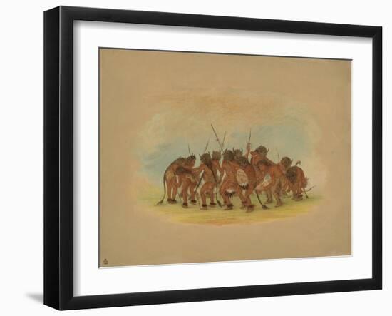 Mandan Buffalo Dance, 1861-George Catlin-Framed Giclee Print