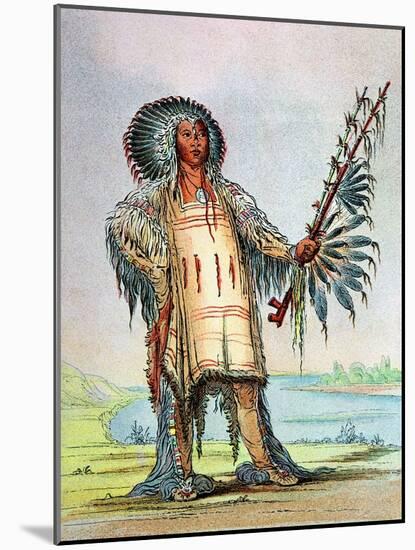 Mandan Indian Ha-Na-Tah-Muah (Wolf Chief)-George Catlin-Mounted Giclee Print