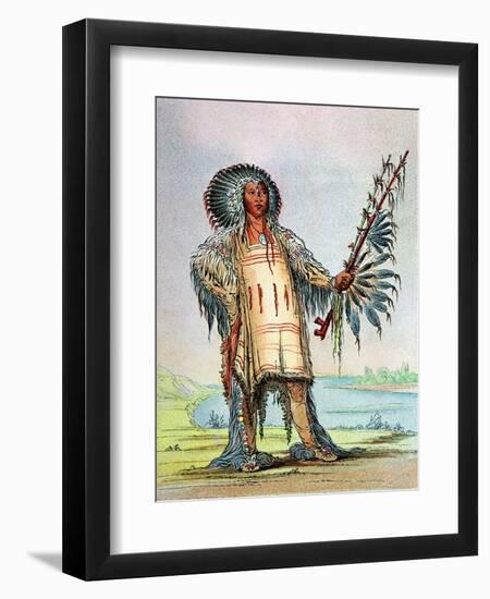 Mandan Indian Ha-Na-Tah-Muah (Wolf Chief)-George Catlin-Framed Giclee Print