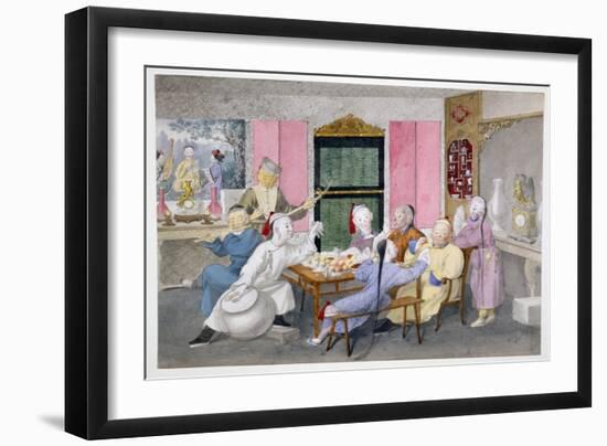 Mandarin Being Entertained by Musicians C.1860-null-Framed Giclee Print