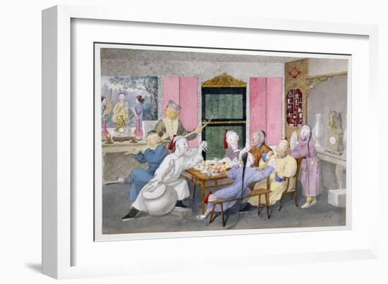 Mandarin Being Entertained by Musicians C.1860-null-Framed Giclee Print