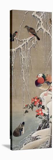 Mandarin Duck in the Snow 1-Jakuchu Ito-Stretched Canvas