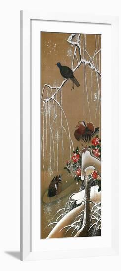 Mandarin Duck in the Snow 2-Jakuchu Ito-Framed Giclee Print