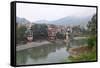 Mandi Town across Beas River, Himachal Pradesh, India, Asia-Bhaskar Krishnamurthy-Framed Stretched Canvas