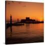 Mandraki Harbour at Sunrise, Rhodes Town, Rhodes Island, Dodecanese Islands, Greek Islands, Greece-Stuart Black-Stretched Canvas