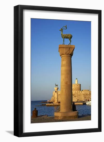 Mandraki Harbour, Rhodes City, Rhodes, Dodecanese, Greek Islands, Greece, Europe-Tuul-Framed Premium Photographic Print