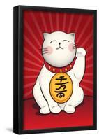 Maneki Neko (Lucky Cat) Art Poster Print-null-Framed Poster