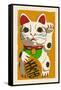 Maneki Neko - Woodblock-Lantern Press-Framed Stretched Canvas