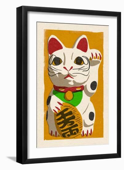 Maneki Neko - Woodblock-Lantern Press-Framed Art Print