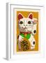 Maneki Neko - Woodblock-Lantern Press-Framed Art Print