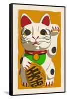 Maneki Neko - Woodblock-Lantern Press-Framed Stretched Canvas