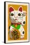 Maneki Neko - Woodblock-Lantern Press-Framed Stretched Canvas