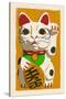 Maneki Neko - Woodblock-Lantern Press-Stretched Canvas