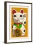 Maneki Neko - Woodblock-Lantern Press-Framed Art Print