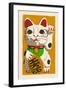 Maneki Neko - Woodblock-Lantern Press-Framed Art Print