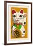 Maneki Neko - Woodblock-Lantern Press-Framed Art Print