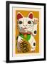 Maneki Neko - Woodblock-Lantern Press-Framed Art Print