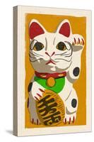 Maneki Neko - Woodblock-Lantern Press-Stretched Canvas