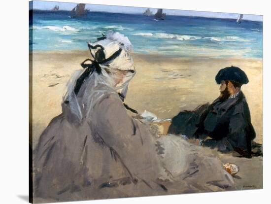 Manet: On The Beach, 1873-Edouard Manet-Stretched Canvas