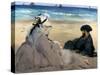 Manet: On The Beach, 1873-Edouard Manet-Stretched Canvas