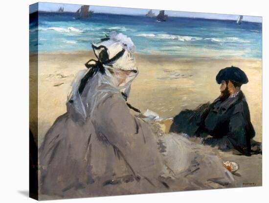 Manet: On The Beach, 1873-Edouard Manet-Stretched Canvas
