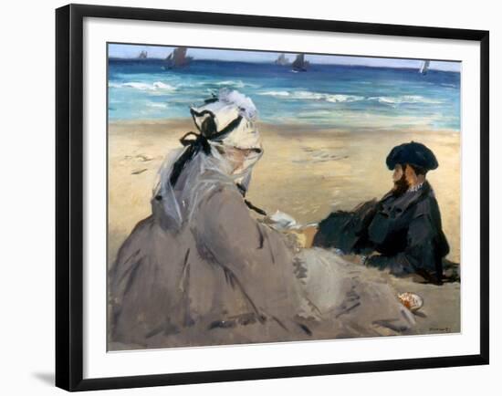 Manet: On The Beach, 1873-Edouard Manet-Framed Giclee Print