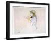 Manet's Daughter Playing the Recorder (Coloured Pencil on Paper)-Berthe Morisot-Framed Giclee Print