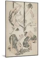 Manga : ouvrier agricole manipulant un pilon mu par son propre poids-Katsushika Hokusai-Mounted Giclee Print