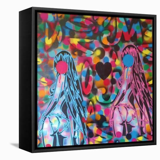 Manga-Abstract Graffiti-Framed Stretched Canvas