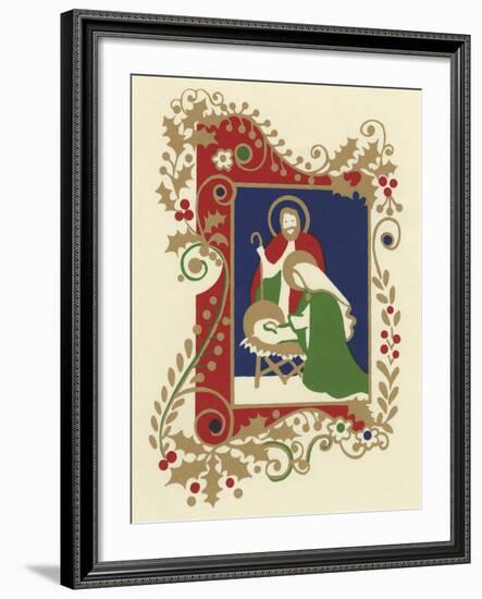 Manger Scene with Border-Crockett Collection-Framed Giclee Print