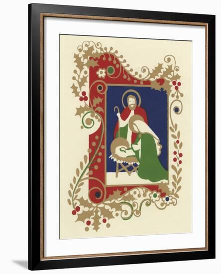 Manger Scene with Border-Crockett Collection-Framed Giclee Print