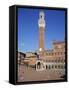 Mangia Tower Above the Piazza Del Campo in Siena, UNESCO World Heritage Site, Tuscany, Italy-Lightfoot Jeremy-Framed Stretched Canvas