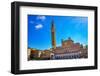 Mangia Tower Piazza del Campo, Tuscany, Siena, Italy.-William Perry-Framed Photographic Print