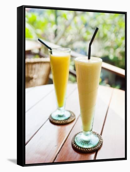 Mango Fruit Juice at Breakfast in a Cafe in Ubud, Bali, Indonesia, Southeast Asia, Asia-Matthew Williams-Ellis-Framed Stretched Canvas