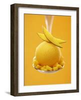 Mango Sorbet with Fresh Fruit on a Spoon-Marc O^ Finley-Framed Photographic Print