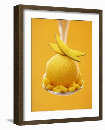 Mango Sorbet with Fresh Fruit on a Spoon-Marc O^ Finley-Framed Photographic Print