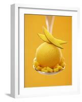 Mango Sorbet with Fresh Fruit on a Spoon-Marc O^ Finley-Framed Photographic Print