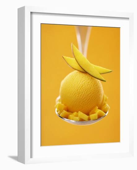 Mango Sorbet with Fresh Fruit on a Spoon-Marc O^ Finley-Framed Photographic Print