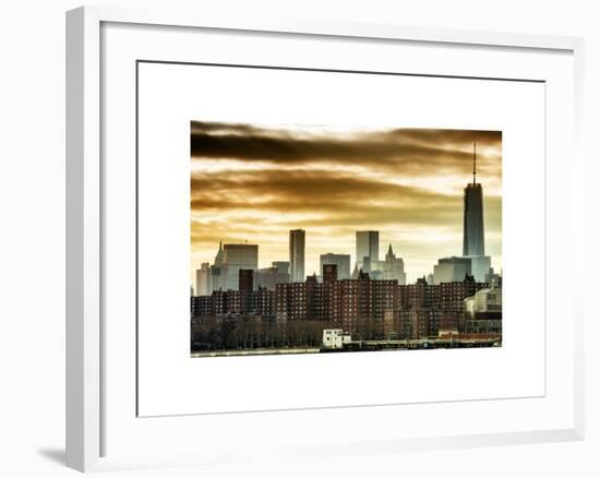 Manhattan and One World Trade Center at Sunset-Philippe Hugonnard-Framed Art Print